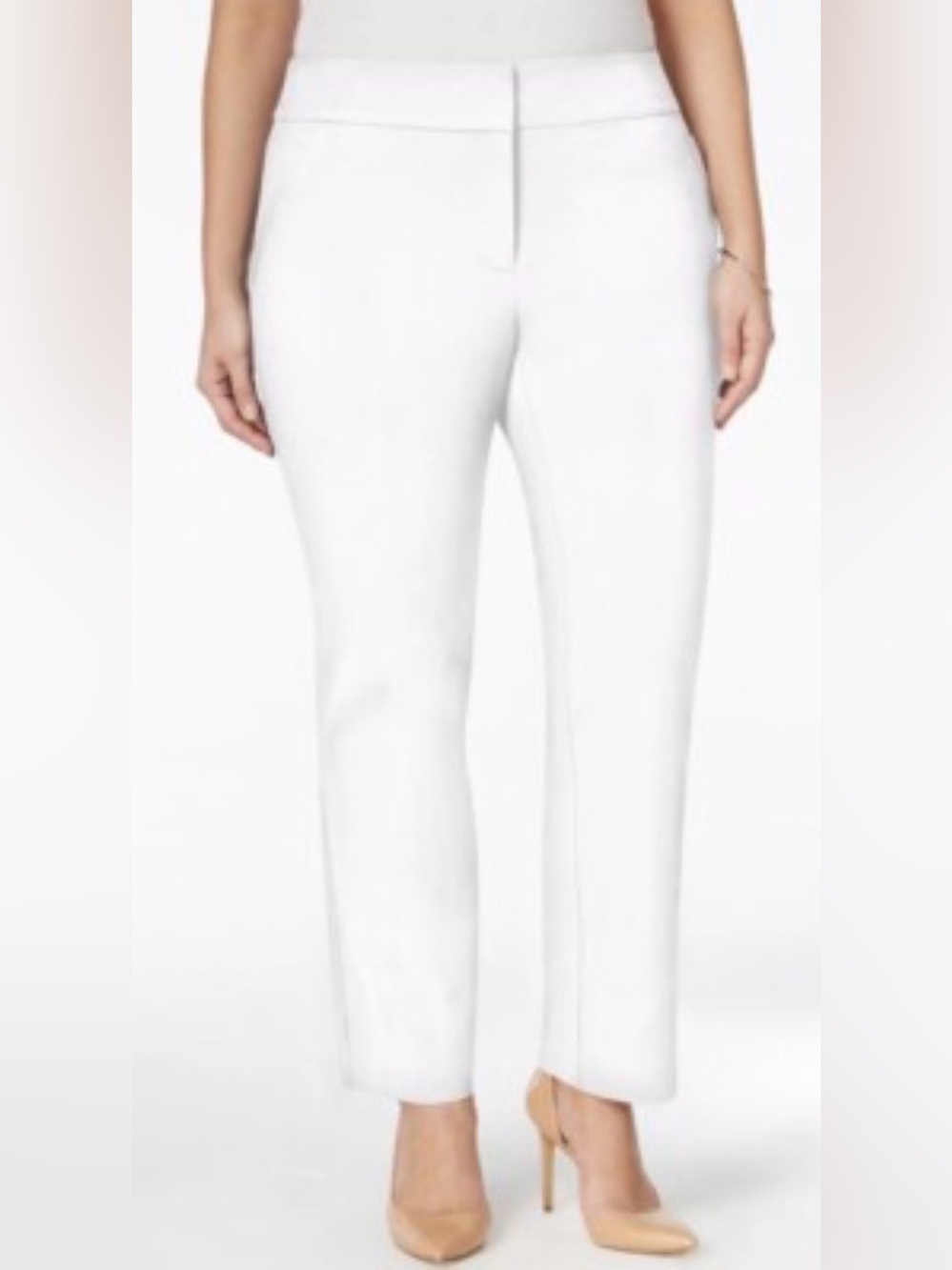 Charter Club white mid-rise cropped trousers structured waistband belt loop 14
